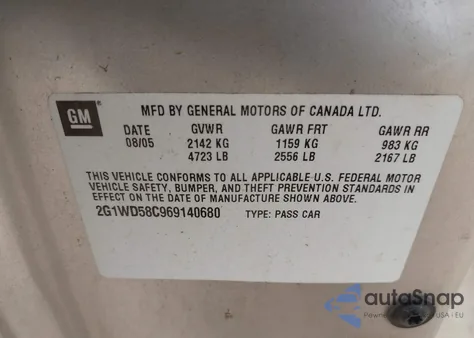 2006 Chevrolet Impala Ss из США, поврежденный, VIN 2G1WD58C969140680